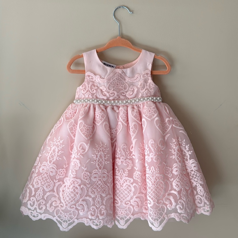 BLUEBERI BLOULEVARD Pink Lace Tool Dress Size 12 Months